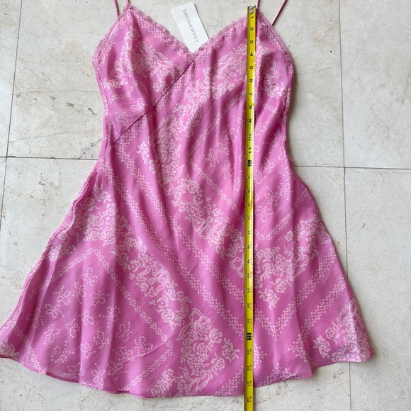 LoveShackFancy Raja Pink Silk Lace Trim Slip Mini Dress size S - Picture 7 of 12